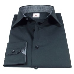 Camicia nera con colletto classico italiano