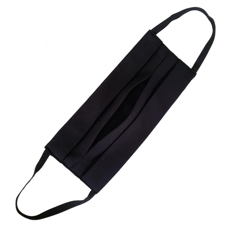 Black cotton mask with pocket for protective filter