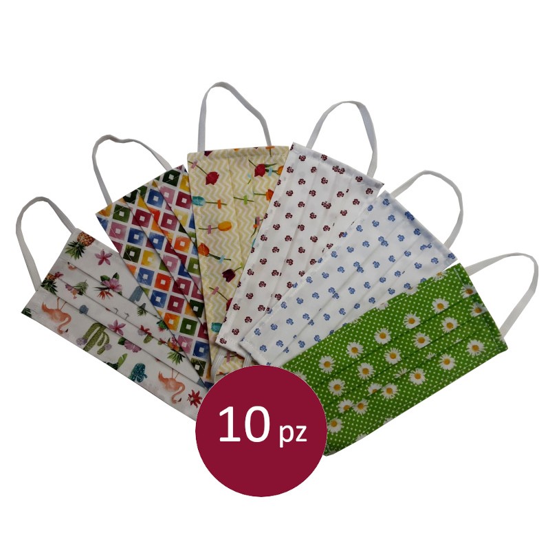 10 Protective mask floral pattern in cotton